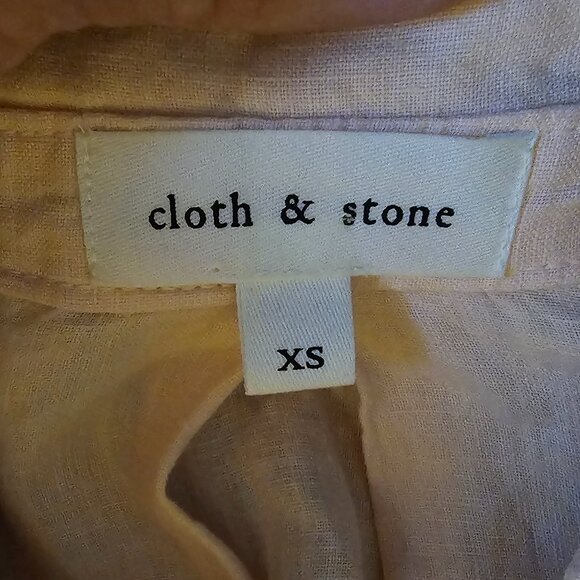 NWOT CLOTH & STONE (XS) 100% Linen Split Back Rolled Sleeves Peach Button Up - Picture 9 of 10